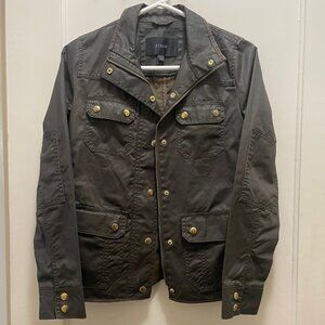 J Crew Military Waxed Jacket With Zipper And Gold Buttons